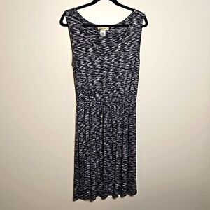 Davina Black Cream Sleeveless Cinch Waist Dress Large EUC